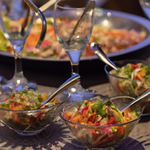 3. מגוון אפשרויות אוכל ושתייה מענגות מסודרות באלגנטיות באירוע נטוורקינג בירושלים.