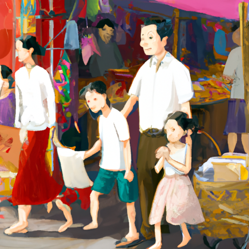 קניות משפחתיות בשוק תאילנדי