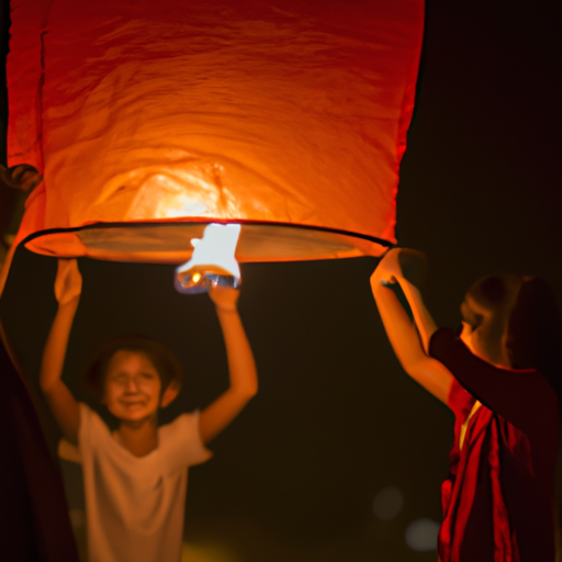 ילדים משתתפים בפסטיבל פנסים תאילנדי